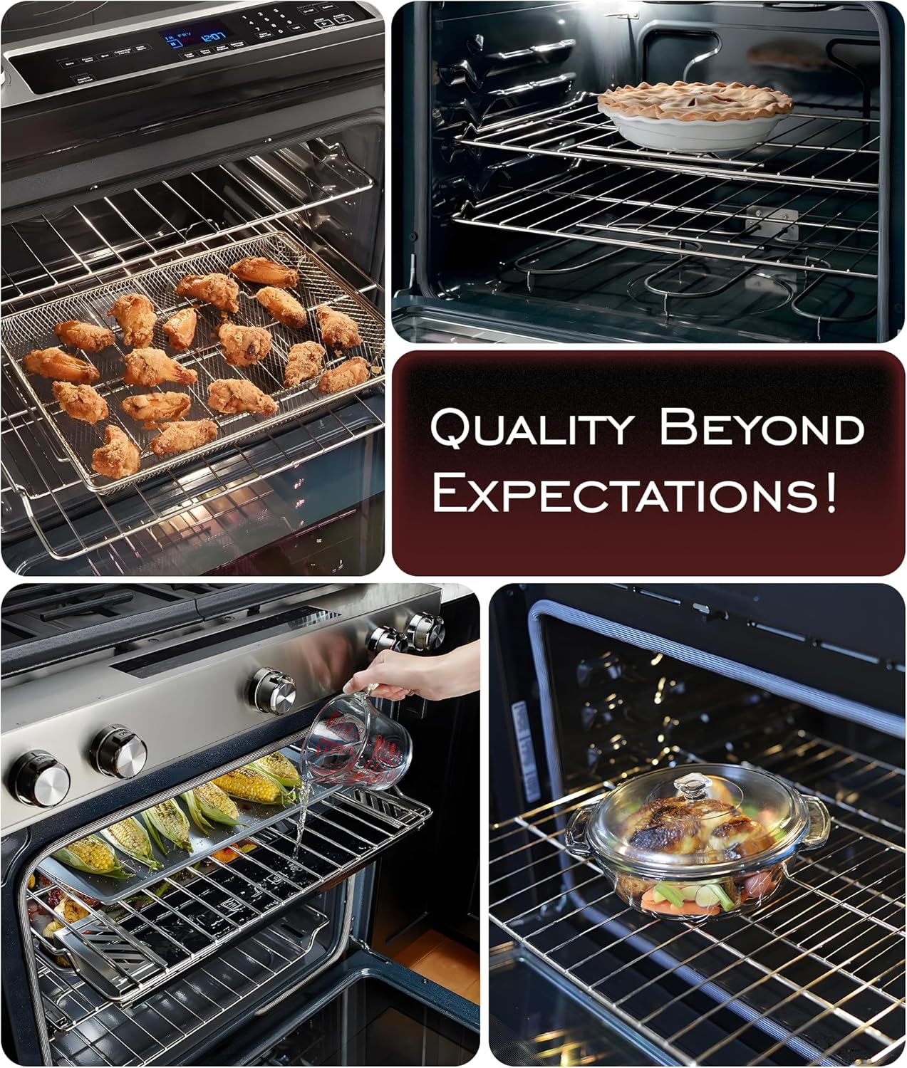 New Upgraded W10256908(24 x 15-3/4 Inches)Oven Rack Replacement for Whirlpool Range Stove Oven Parts, Replaces W10138079, 3195710, W10179196, 304 Stainless Steel, 2Pcs